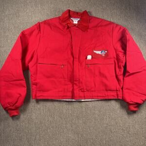 Btg 70s Halliburton Oil Field Red Work Jacket 46R Deadstock Winged Logo Patch